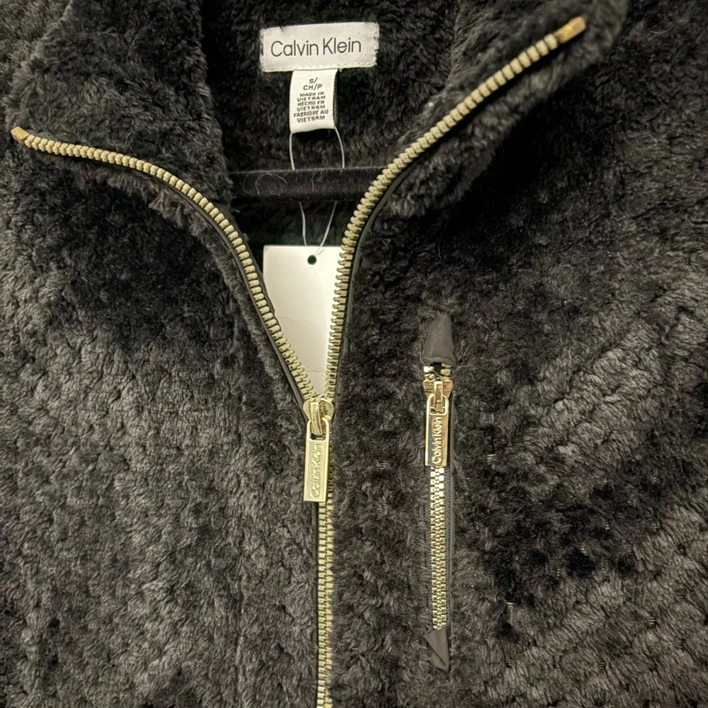 Calvin Klein Black Plush Fleece Full-Zip Jacket Size S - Picture 5 of 10